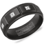 Black Titanium Wedding Band with Raised Rectangular Pattern - 8mm - Larson Jewelers