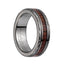 Titanium Domed Wedding Band With Koa Wood Inlay & Leaf Designed Edges - 6mm & 8mm - Larson Jewelers