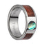 Titanium Wedding Band With Pink Ivory Wood/Abalone Inlay & Polished Edges - 8mm - Larson Jewelers