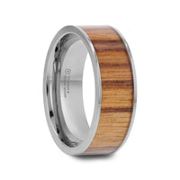 LAMAR Zebrawood Inlaid Flat Titanium Men's Wedding Band With Flat Polished Edges - 8mm - Larson Jewelers