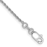 14K White Gold 8 inch 1.15mm Diamond-cut Machine Made Rope with Lobster Clasp Chain Chain