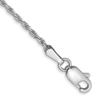 14K White Gold 7 inch 1.3mm Diamond-cut Machine Made Rope with Lobster Clasp Chain Chain