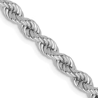 14K White Gold 4mm Regular Rope with Lobster Clasp Chain Necklace