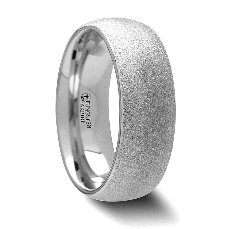 QUARTZ Domed Tungsten Carbide Ring with Sandblasted Crystalline
