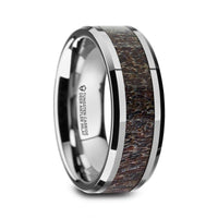 FAWN Beveled Tungsten Carbide Polished Men's Wedding Band with Dark Antler Inlay - 8mm - Larson Jewelers