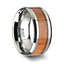 BRUNSWICK Tungsten Wedding Ring with Polished Bevels and American Cherry Wood Inlay - 6mm - 10mm - Larson Jewelers