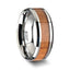 BRUNSWICK Tungsten Wedding Ring with Polished Bevels and American Cherry Wood Inlay - 6mm - 10mm - Larson Jewelers