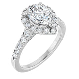 ANGEL Silver Accented Pear Engagement Ring