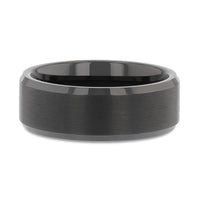 ELISE Black Tungsten Ring with Polished Beveled Edges and Brush Finished Center - 4mm - 10mm - Larson Jewelers