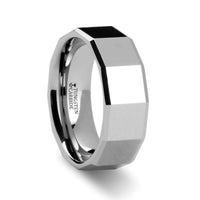 COLUMBUS Tungsten Carbide Ring with Square Facets - 8mm - Larson Jewelers