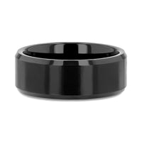 INFINITY Black Tungsten Ring with Beveled Edges - 4mm - 12mm - Larson Jewelers