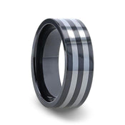 DIPLO Ceramic ring with Tungsten Inlay With Flat Polished Edges - Larson Jewelers