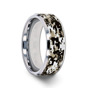 STEALTH Tungsten Carbide Wedding Ring with Engraved Digital Camouflage - 8mm - Larson Jewelers