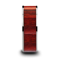 SHERWOOD Flat Tungsten Carbide Band with Exotic Brazilian Rose Wood Inlay and Polished Edges - 8mm - Larson Jewelers