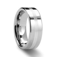 LETHOLDUS Palladium Inlaid Flat Tungsten Ring - 6mm & 8mm - Larson Jewelers