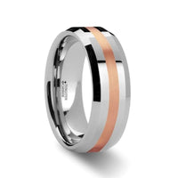 CHIRON Rose Gold Inlaid Beveled Tungsten Ring - 6mm & 8mm - Larson Jewelers