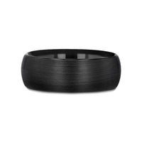 RAIDER Domed Brush Finished Black Tungsten Wedding Band - 2mm - 12mm - Larson Jewelers