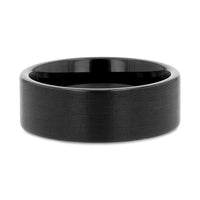 SAN ANTONIO Flat Black Tungsten Carbide Band with Brushed Finish - 4mm - 12mm - Larson Jewelers