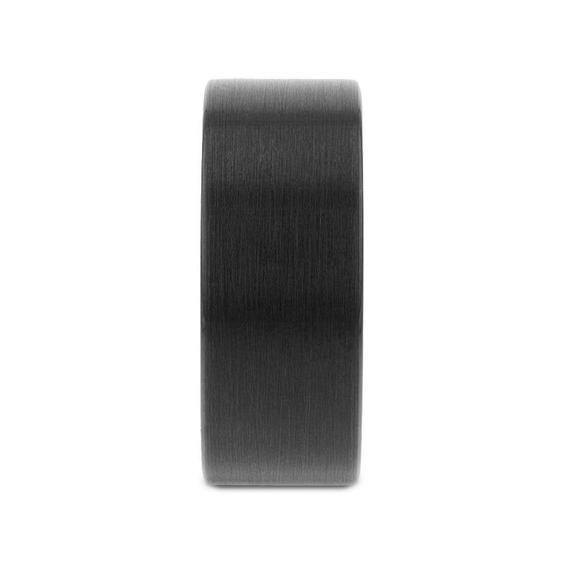 SAN ANTONIO Flat Black Tungsten Carbide Band with Brushed Finish - 4mm -  12mm