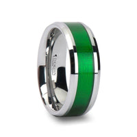 VARDON Tungsten Carbide Ring with Textured Green Inlay - 8mm - Larson Jewelers