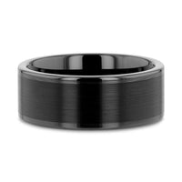 VULCAN Flat Black Tungsten Ring with Brushed Center & Polished Edges - 4mm - 12mm - Larson Jewelers