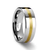 HARRISBURG Gold Inlaid Flat Tungsten Ring - 6mm & 8mm - Larson Jewelers