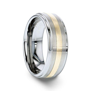 LONDON Gold Inlaid Raised Satin Finish Tungsten Ring - 8 mm - Larson Jewelers