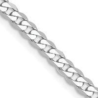 14K White Gold 2.9mm Flat Beveled Curb with Lobster Clasp Chain Necklace