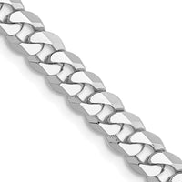 14K White Gold 4.75mm Flat Beveled Curb with Lobster Clasp Chain Necklace