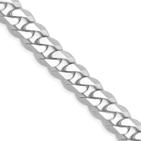 14K White Gold 8.5mm Flat Beveled Curb with Lobster Clasp Chain Necklace