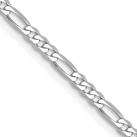 14K White Gold 2.25mm Flat Figaro with Lobster Clasp Chain Necklace