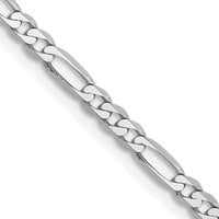 14K White Gold 2.75mm Flat Figaro with Lobster Clasp Chain Necklace