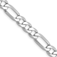 14K White Gold 6mm Flat Figaro with Lobster Clasp Chain Necklace