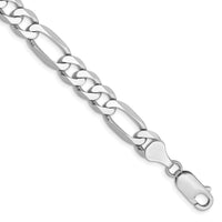 14K White Gold 9 inch 7mm Flat Figaro with Lobster Clasp Chain