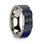 Flat 14k White Gold with Blue Lapis Lazuli Inlay and Polished Edges - 8mm - Larson Jewelers