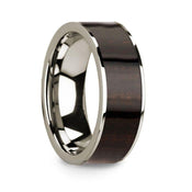 Men’s Polished 14k White Gold with Ebony Wood Inlay Wedding Ring - 8mm - Larson Jewelers