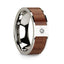 Polished 14k White Gold Men’s Wedding Ring with Rosewood Inlay & Diamond Center - 8mm - Larson Jewelers