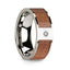 Men’s Polished 14k White Gold Wedding Band with Cherry Wood Inlay & Diamond Center - 8mm - Larson Jewelers