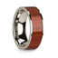 Polished Finish 14k White Gold Men’s Wedding Band with Padauk Wood Inlay - 8mm - Larson Jewelers