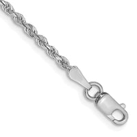 14K White Gold 8 Inch 2mm Diamond-cut Quadruple Rope Lobster Clasp Chain