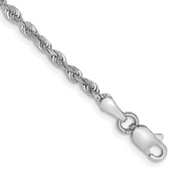 14K White Gold 8 Inch 2.25mm Diamond-cut Quadruple Rope Lobster Clasp Chain