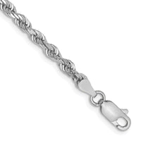 14K White Gold 7 Inch 3.35mm Diamond-cut Quadruple Rope Lobster Clasp Chain