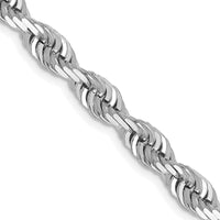 14K White Gold 5mm Diamond-cut Quadruple Rope Lobster Clasp Chain Necklace