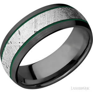 Zirconium Band with Satin Finish and Meteorite Inlay - 8MM - Larson Jewelers