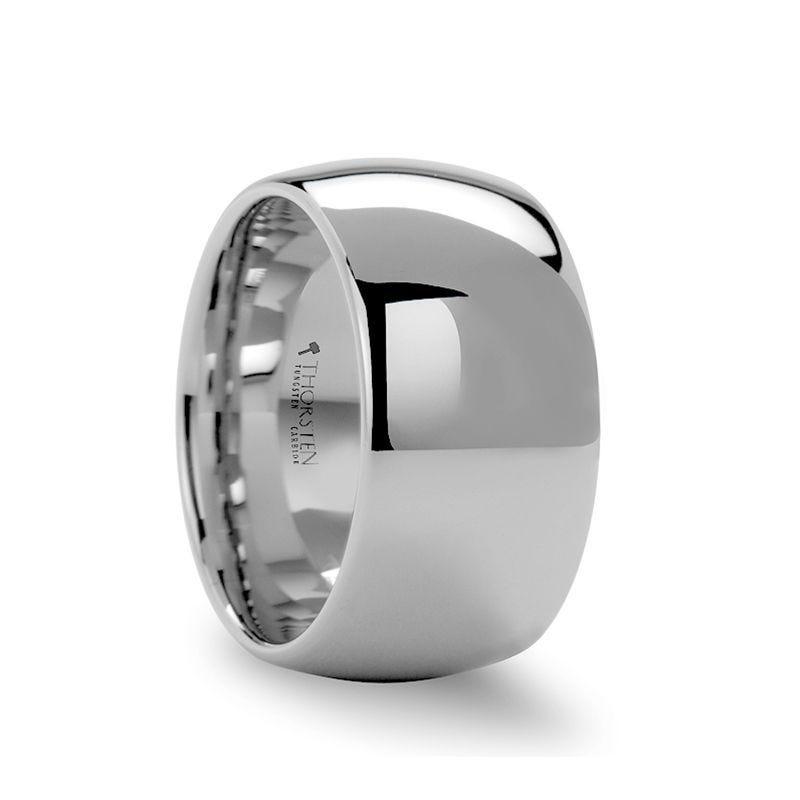 ATHERTON Domed Wide White Tungsten Wedding Band for Men - 12mm